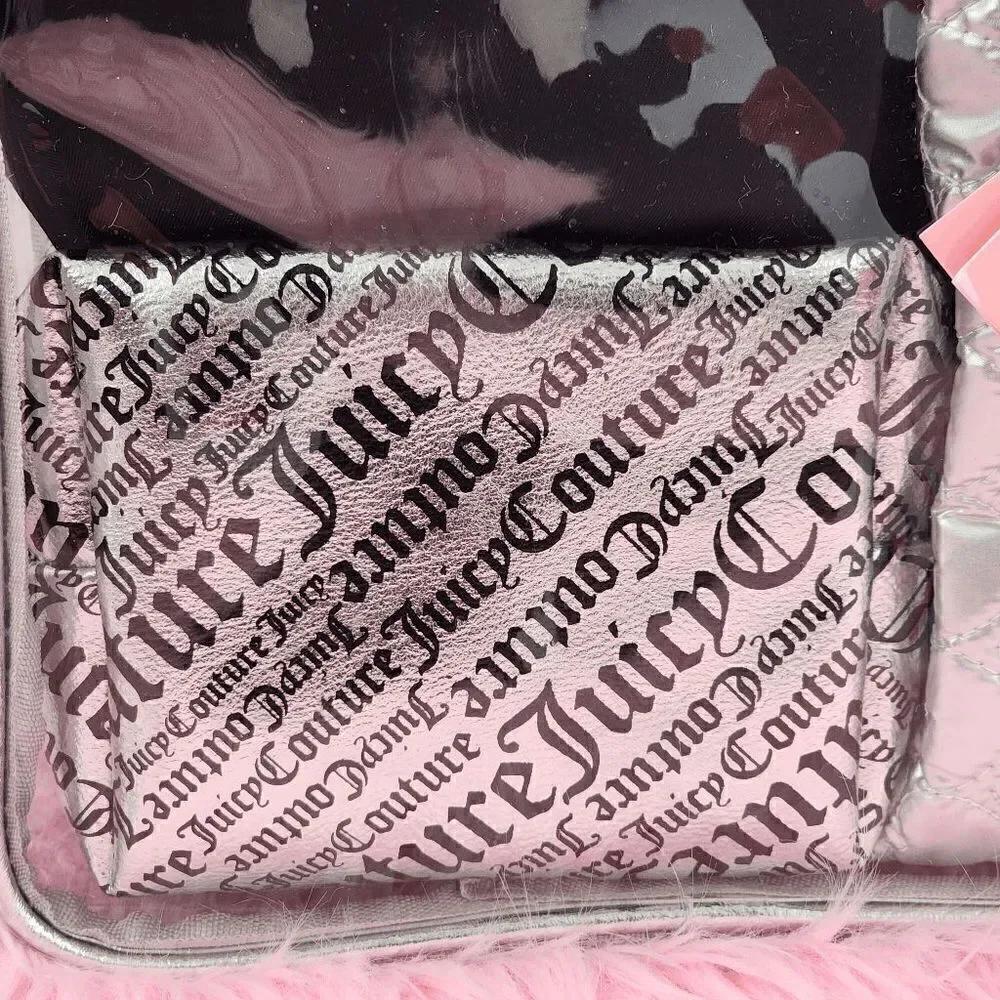 NWT {Juicy Couture} 4 Pieces Set Cosmetics Bags Black Silver NWT